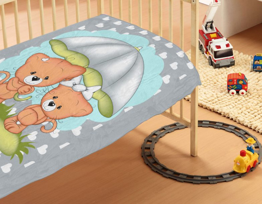 ΚΟΥΒΕΡΤΑ bebe Rainy Bears 07 110Χ140 Grey Βελουτέ polyester
