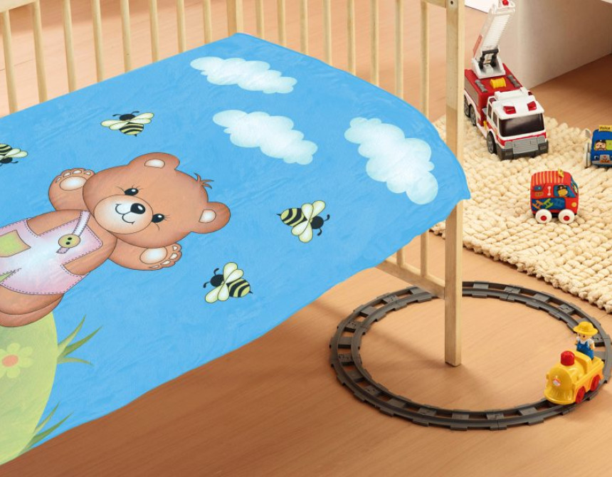 ΚΟΥΒΕΡΤΑ bebe Teddy Bear 01 110Χ140 Sky blue Βελουτέ polyester