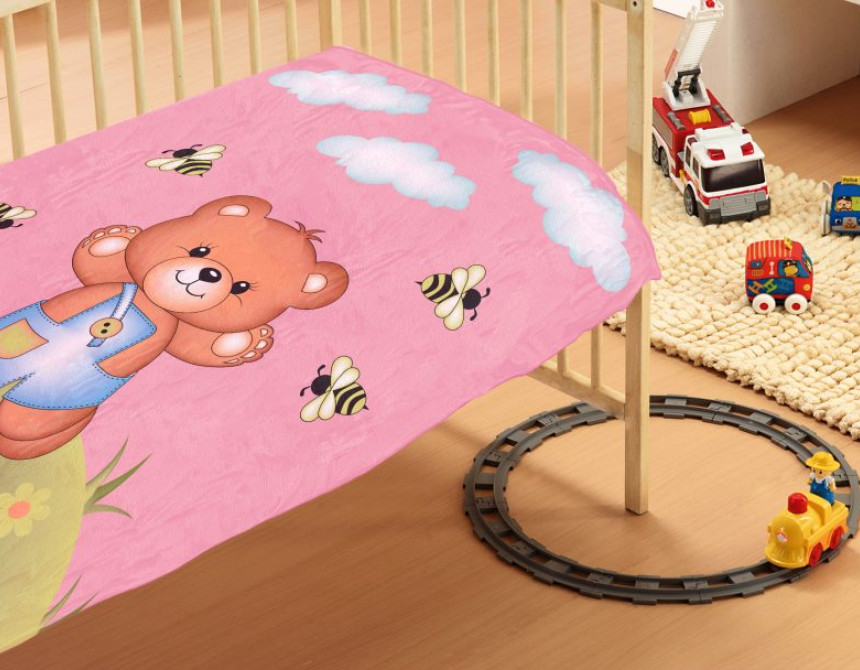 ΚΟΥΒΕΡΤΑ bebe Teddy Bear 02 110Χ140 Pink Βελουτέ polyester