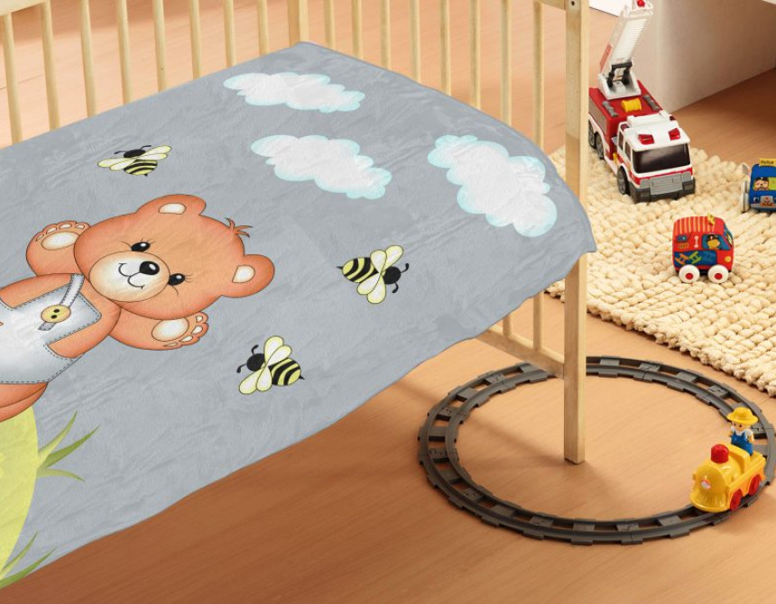 ΚΟΥΒΕΡΤΑ bebe Teddy Bear 03 110Χ140 Grey Βελουτέ polyester