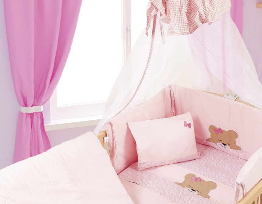 ΚΟΥΝΟΥΠΙΕΡΑ bebe SLEEPING BEARS CUB 14 160X490 ΡΟΖ Cotton 100%