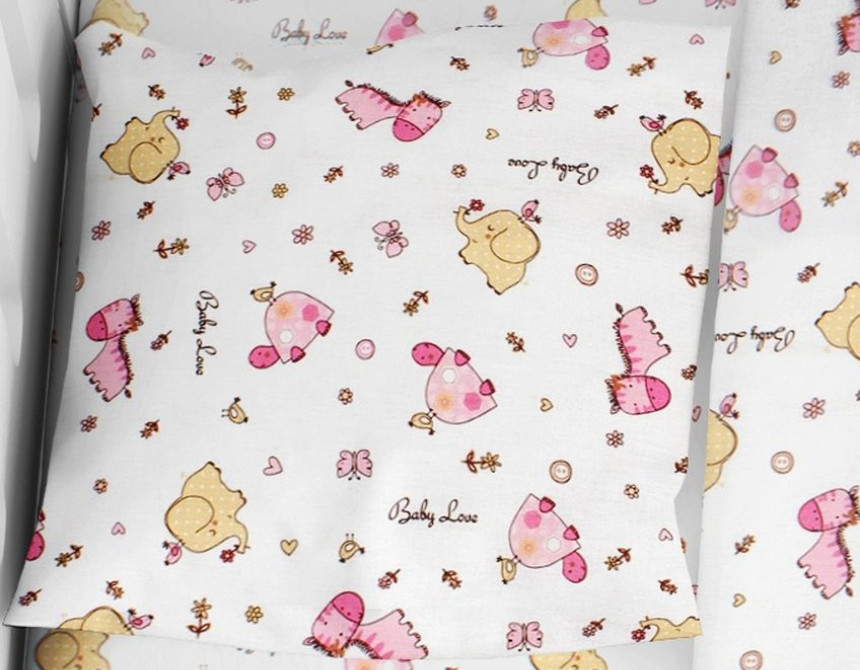 ΜΑΞΙΛΑΡΟΘΗΚΗ ΕΜΠΡΙΜΕ bebe Elephant 172 35Χ45 Pink Cotton 100%