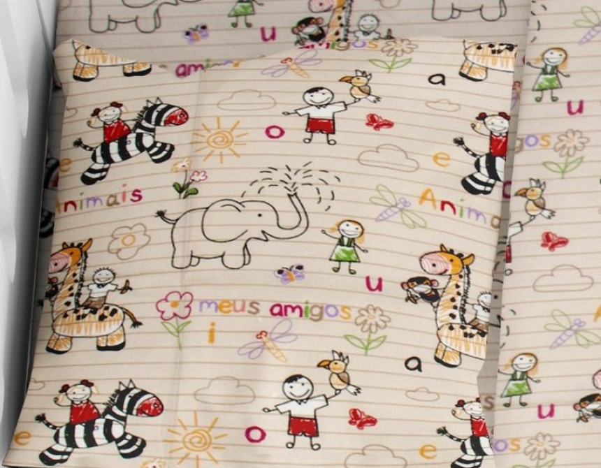 ΜΑΞΙΛΑΡΟΘΗΚΗ ΕΜΠΡΙΜΕ bebe Africa 145 35Χ45 Beige Flannel Cotton 100%