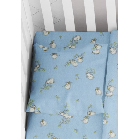 ΜΑΞΙΛΑΡΟΘΗΚΗ ΕΜΠΡΙΜΕ bebe Birds 14 35Χ45 Sky blue Flannel cotton 100%