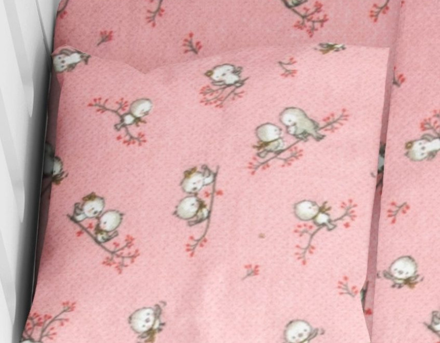 ΜΑΞΙΛΑΡΟΘΗΚΗ ΕΜΠΡΙΜΕ bebe Birds 15 35Χ45 Pink Flannel cotton 100%