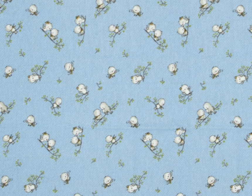 ΠΑΝΑ ΦΑΝΕΛΑ bebe Birds 14 80Χ80 Sky blue Flannel cotton 100%