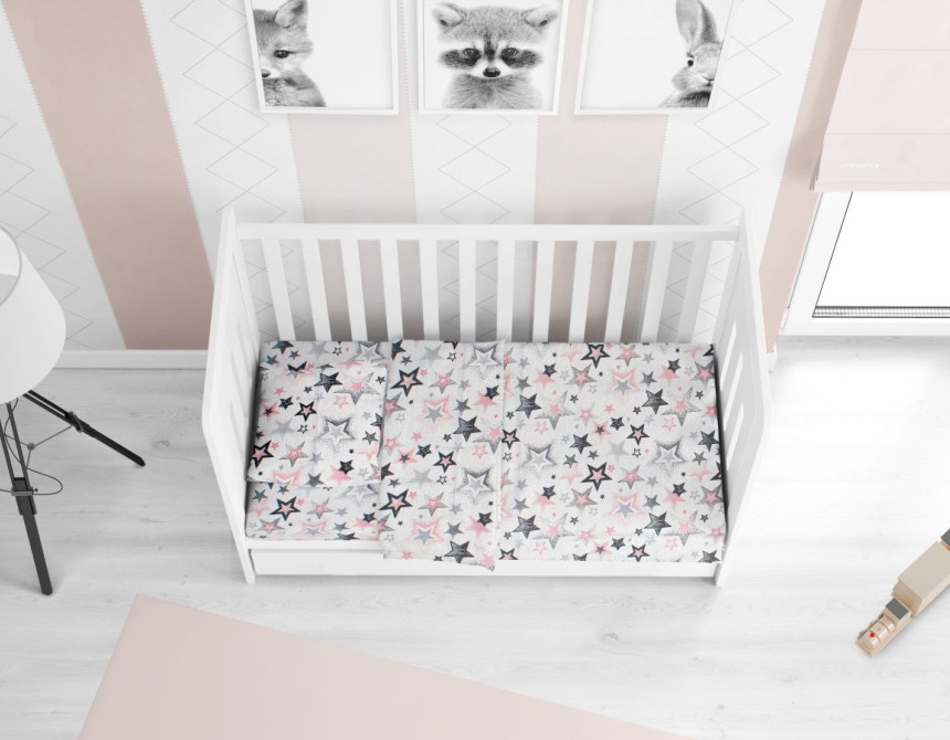 ΠΑΠΛΩΜΑ ΕΜΠΡΙΜΕ bebe Star 122 120X160 Grey-Pink Cotton 100%