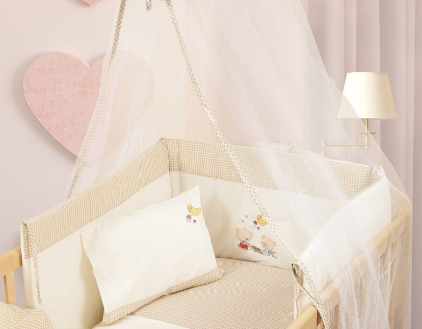 ΠΑΠΛΩΜΑ bebe HAPPY BEARS 22 100X140 ΕΚΡΟΥ/ΜΠΕΖ Cotton 100%