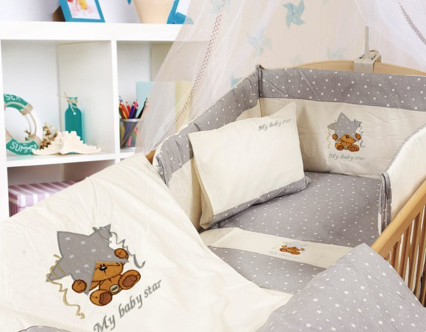 ΠΑΠΛΩΜΑ bebe ΑΣΤΕΡΙ 129 100X140 ΕΚΡΟΥ/ΓΚΡΙ Cotton 100%
