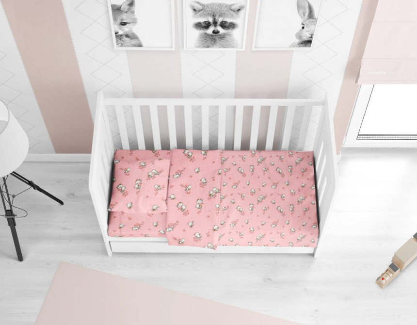 ΠΑΠΛΩΜΑΤΟΘΗΚΗ ΕΜΠΡΙΜΕ bebe Birds 15 120Χ160 Pink Flannel cotton 100%