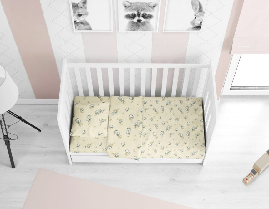 ΚΑΤΩΣΕΝΤΟΝΟ ΜΕ ΛΑΣΤΙΧΟ bebe Birds 16 0,70X1,40X0,15 Ecru Flannel cotton 100%