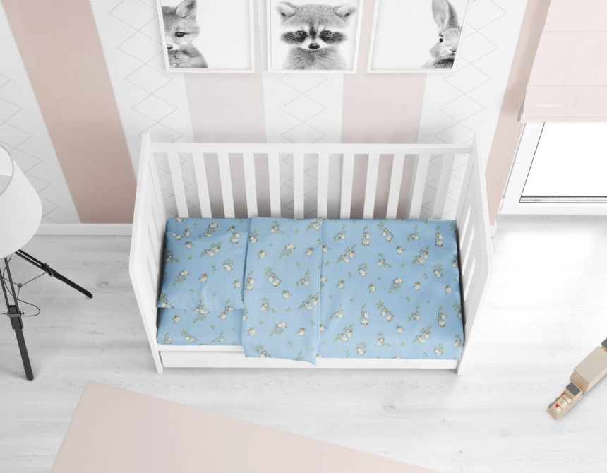 ΣΕΝΤΟΝΙΑ ΕΜΠΡΙΜΕ ΣΕΤ 3 τεμ bebe Birds 14 120Χ160 Sky blue Flannel cotton 100%