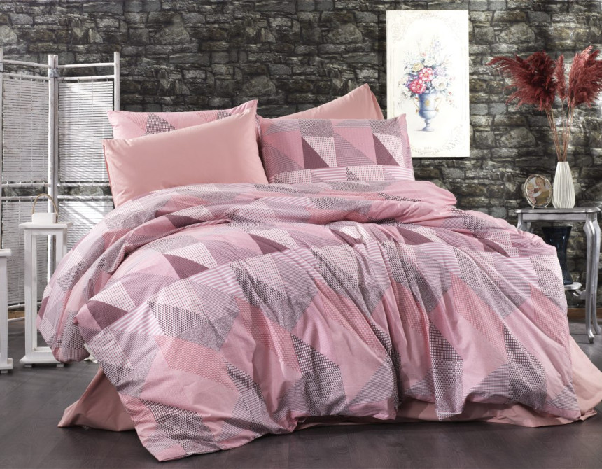 ΠΑΠΛΩΜΑΤΟΘΗΚΗ ΕΜΠΡΙΜΕ Geometrical 331 160Χ240 Pink-Salmon Flannel cotton 100%