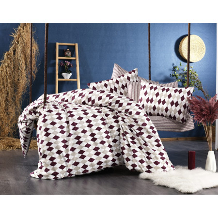 ΠΑΠΛΩΜΑΤΟΘΗΚΗ ΕΜΠΡΙΜΕ  Diamond 326 220Χ240 Burgundy Flannel cotton 100%