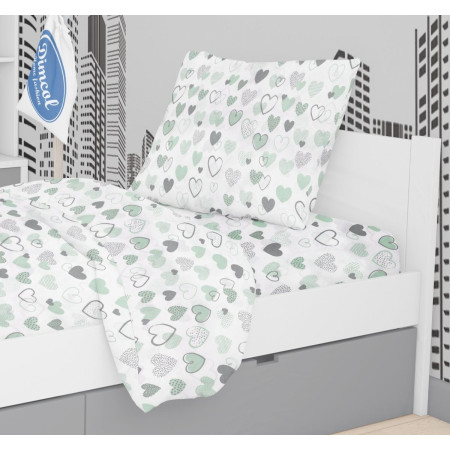 ΜΑΞΙΛΑΡΟΘΗΚΗ ΕΜΠΡΙΜΕ kids Hearts 10 50X70 Green Cotton 100%