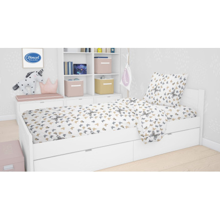 ΣΕΝΤΟΝΙΑ ΕΜΠΡΙΜΕ ΣΕΤ 3 τεμ kids Butterfly 55 160Χ240 Beige Cotton 100%