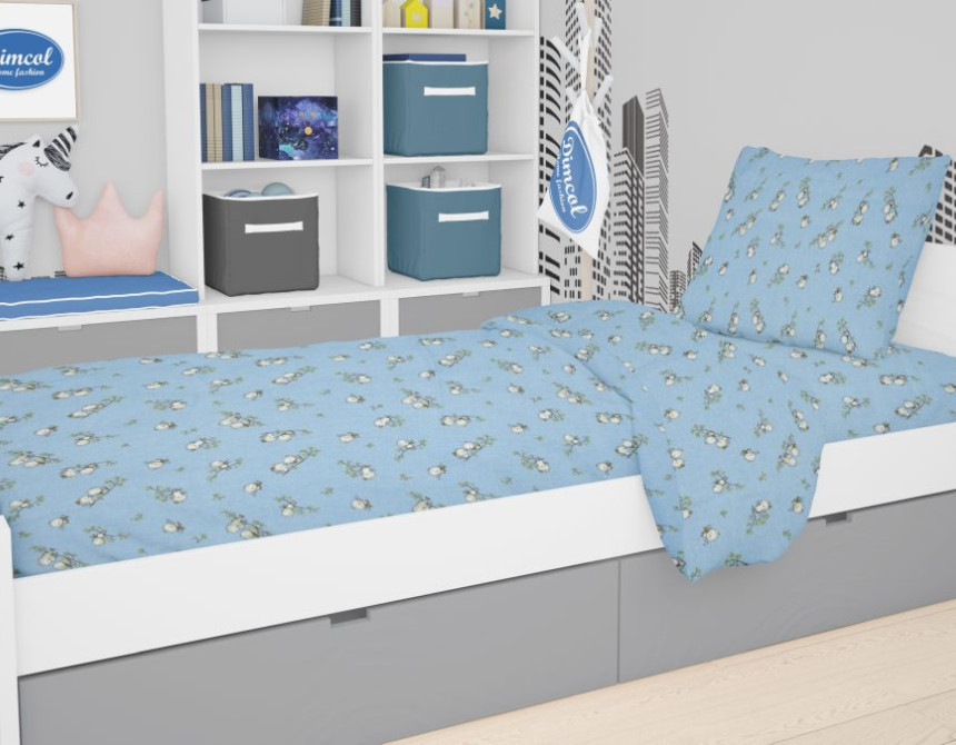 ΣΕΝΤΟΝΙΑ ΕΜΠΡΙΜΕ ΣΕΤ 3 τεμ kids Birds 14 160Χ240 Sky blue Flannel cotton 100%