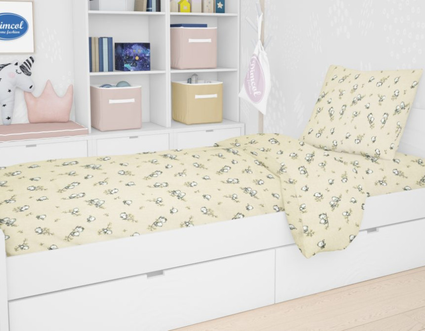 ΣΕΝΤΟΝΙΑ ΕΜΠΡΙΜΕ ΣΕΤ 3 τεμ kids Birds 16 160Χ240 Ecru Flannel cotton 100%