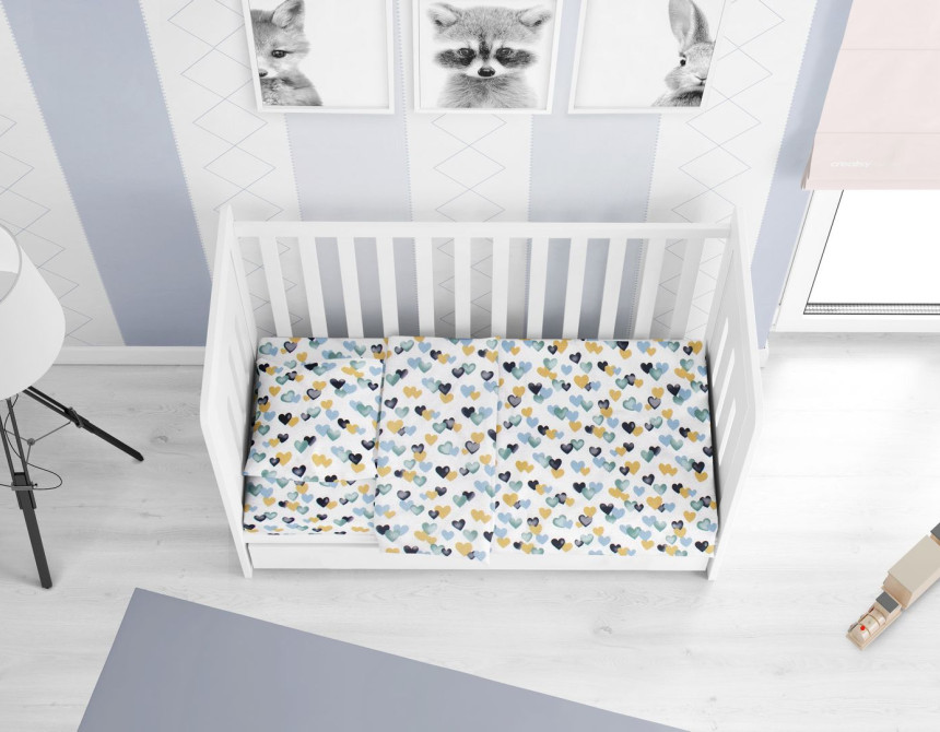 ΚΑΤΩΣΕΝΤΟΝΟ ΜΕ ΛΑΣΤΙΧΟ bebe Hearts 11 0,70X1,40X0,15 Grey-Green Cotton 100%