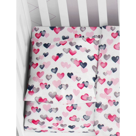 ΜΑΞΙΛΑΡΟΘΗΚΗ ΕΜΠΡΙΜΕ bebe Hearts 12 35X45 Grey-Pink Cotton 100%