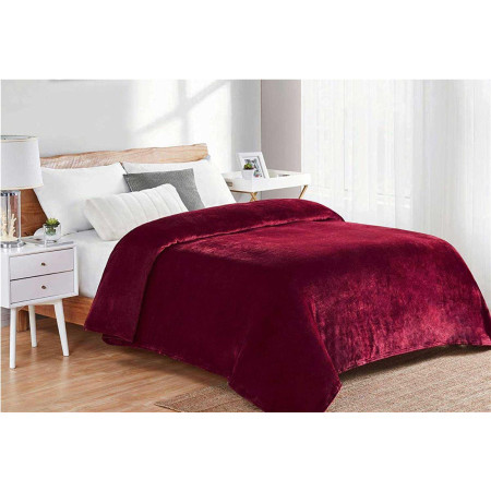 ΚΟΥΒΕΡΤΑ CORAL FLEECE Polyester 160X220 Μονόχρωμη 04 Bordeaux