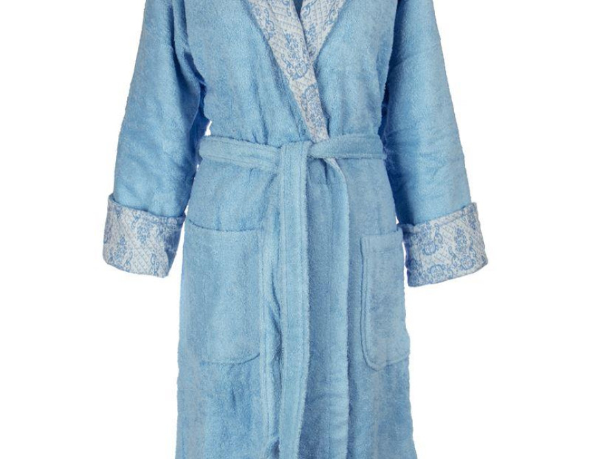 ΜΠΟΥΡΝΟΥΖΙ Cotton 100% XL με γιακά Ζακάρ φάσα 450 gsm 01 Sky blue