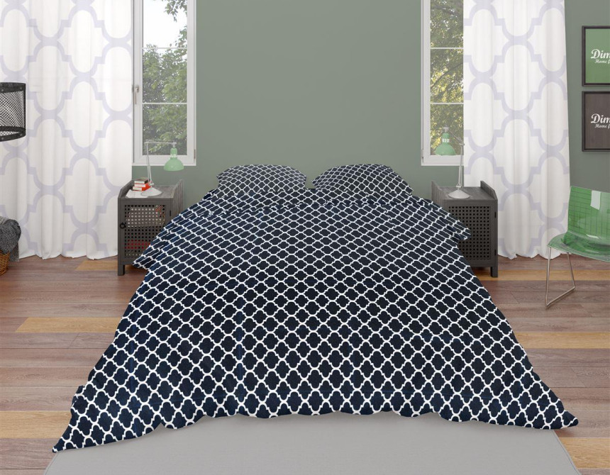 ΠΑΠΛΩΜΑΤΟΘΗΚΗ ΕΜΠΡΙΜΕ Windows 175 220Χ240 Dark blue-White Cotton 100%