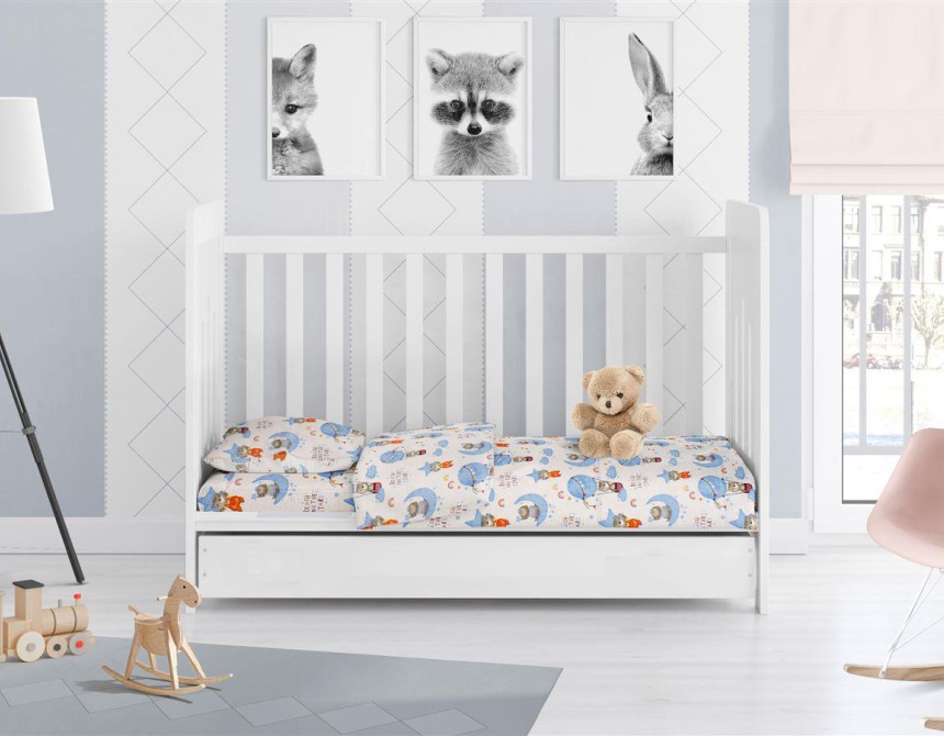 ΣΕΝΤΟΝΙΑ ΕΜΠΡΙΜΕ ΣΕΤ 3 τεμ bebe Reach the stars 191 120Χ160 Sky blue Cotton 100%