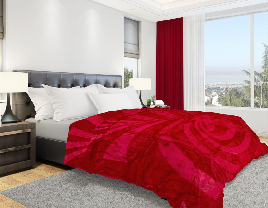 ΚΟΥΒΕΡΤΑ  ΑΝΑΓΛΥΦΗ  160X220 ΚΟΚΚΙΝΟ Polyester