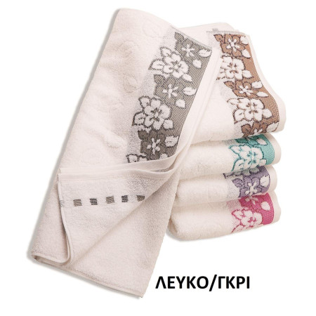ΠΕΤΣΕΤΑ ΖΑΚΑΡ ZERO TWIST ΕΡΑΤΩ 70X140 ΛΕΥΚΟ/ΓΚΡΙ Cotton 100%