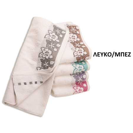 ΠΕΤΣΕΤΑ ΖΑΚΑΡ ZERO TWIST ΕΡΑΤΩ 70X140 ΛΕΥΚΟ/ΜΠΕΖ Cotton 100%