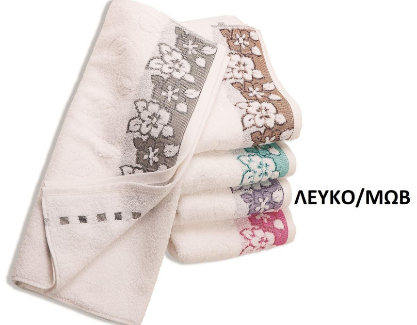 ΠΕΤΣΕΤΑ ΖΑΚΑΡ ZERO TWIST ΕΡΑΤΩ 70X140 ΛΕΥΚΟ/ΜΩΒ Cotton 100%