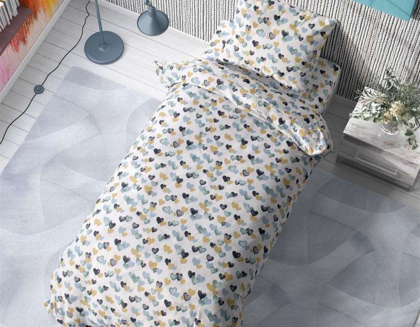 ΣΕΝΤΟΝΙΑ ΕΜΠΡΙΜΕ ΣΕΤ 3 τεμ kids Hearts 11 160Χ240 Grey-Green Cotton 100%