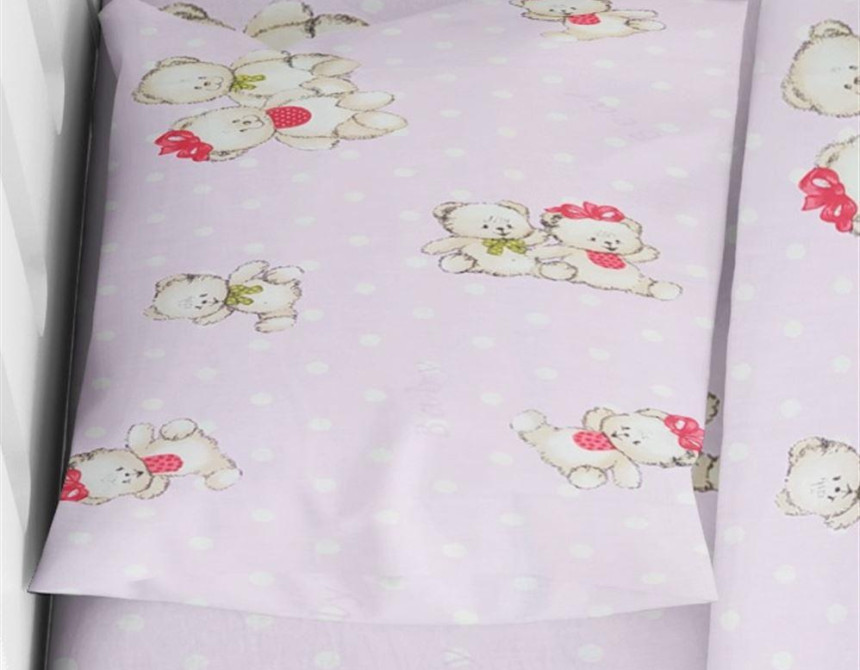 ΜΑΞΙΛΑΡΟΘΗΚΗ ΕΜΠΡΙΜΕ bebe Two Lovely Bears 65 35Χ45 Lila Cotton 100%