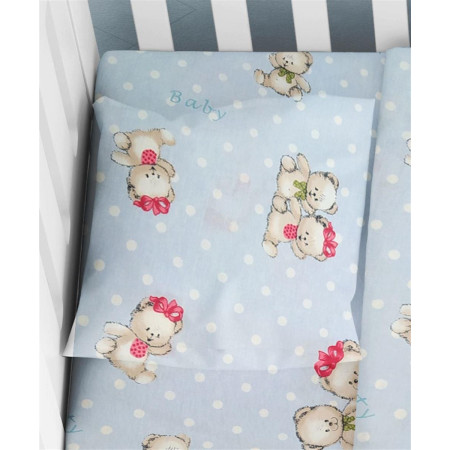 ΜΑΞΙΛΑΡΟΘΗΚΗ ΕΜΠΡΙΜΕ bebe Two Lovely Bears 64 35Χ45 Blue Cotton 100%