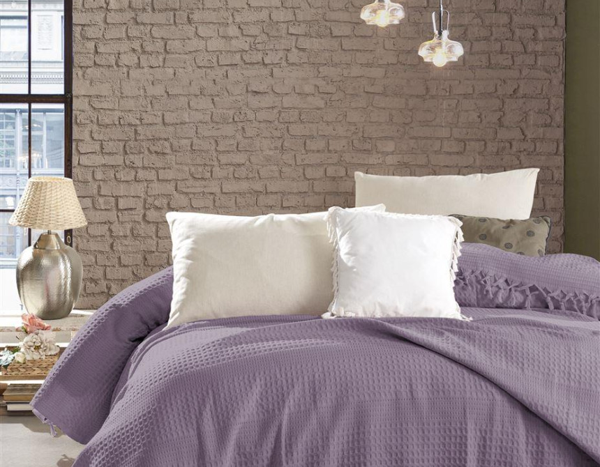 ΚΟΥΒΕΡΤΑ ΠΙΚΕ Dobby 220Χ240 Purple Cotton 100%