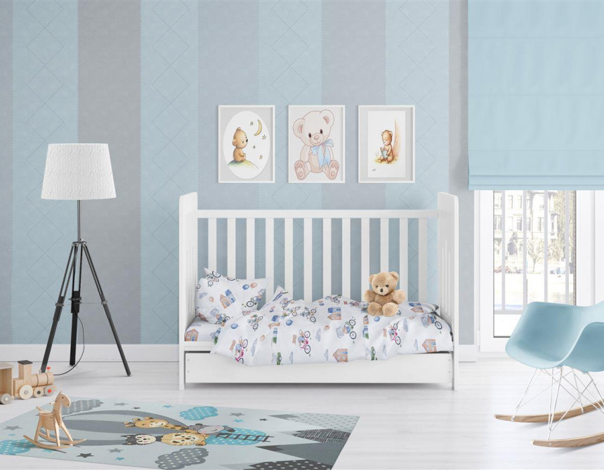 ΠΑΠΛΩΜΑ ΕΜΠΡΙΜΕ bebe Bicycle 415 120X160 White-Blue Cotton 100%