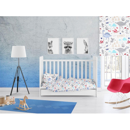 ΚΑΤΩΣΕΝΤΟΝΟ ΜΕ ΛΑΣΤΙΧΟ bebe Dino 309 0,70X1,40X0,15 White-Blue Cott/Pol 70/30