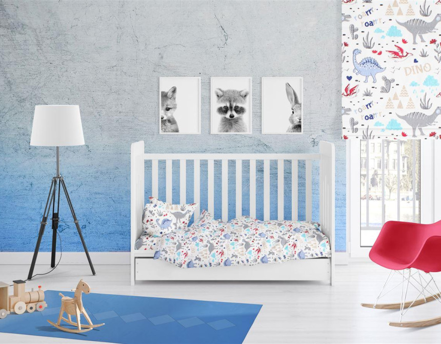 ΚΑΤΩΣΕΝΤΟΝΟ ΜΕ ΛΑΣΤΙΧΟ bebe Dino 309 0,70X1,40X0,15 White-Blue Cott/Pol 70/30