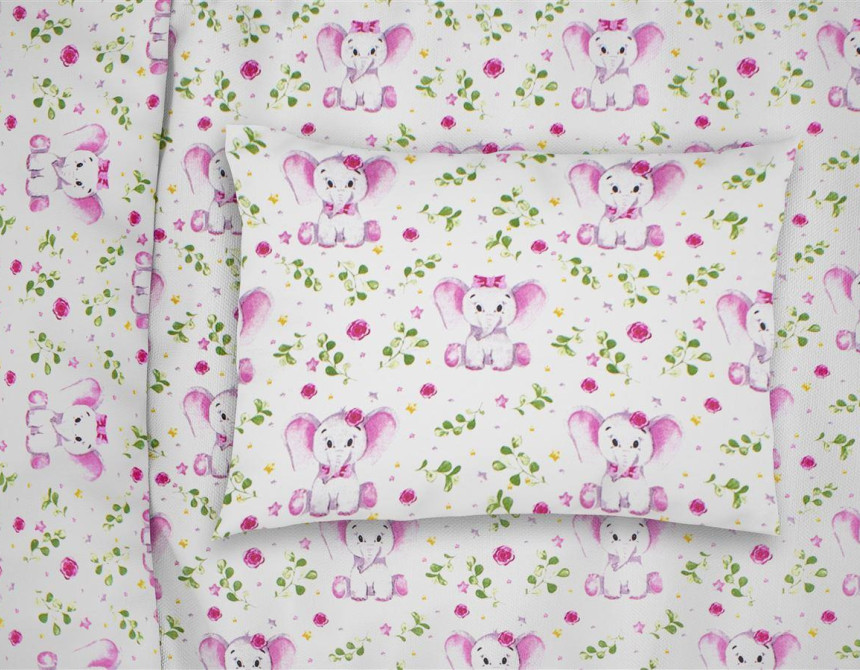 ΜΑΞΙΛΑΡΟΘΗΚΗ ΕΜΠΡΙΜΕ kids Elephant 173 50Χ70 White-Pink Cotton 100%