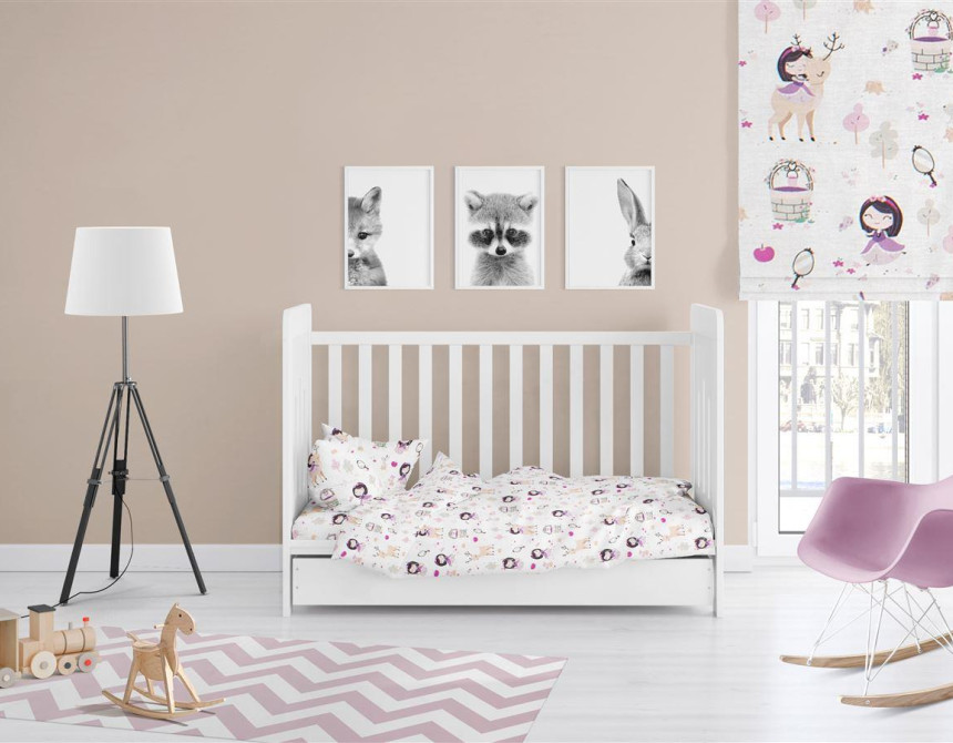 ΠΑΠΛΩΜΑΤΟΘΗΚΗ ΕΜΠΡΙΜΕ bebe Lily & Deer 179 120X160 White-Pink Cotton 100%
