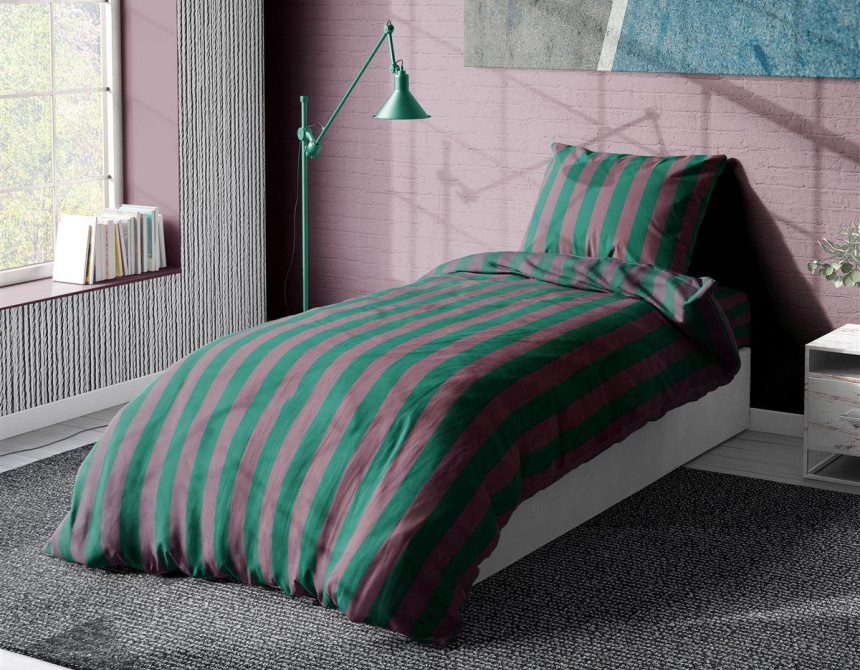 ΣΕΝΤΟΝΙΑ ΒΑΜΒΑΚΟΣΑΤΕΝ ΣΕΤ 3 τεμ. Stripes 156 Green-Antique Pink 160Χ240 Cotton 100%