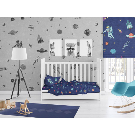 ΣΕΝΤΟΝΙΑ ΕΜΠΡΙΜΕ ΣΕΤ 3 τεμ bebe Space 189 120X160 Blue Cotton 100%