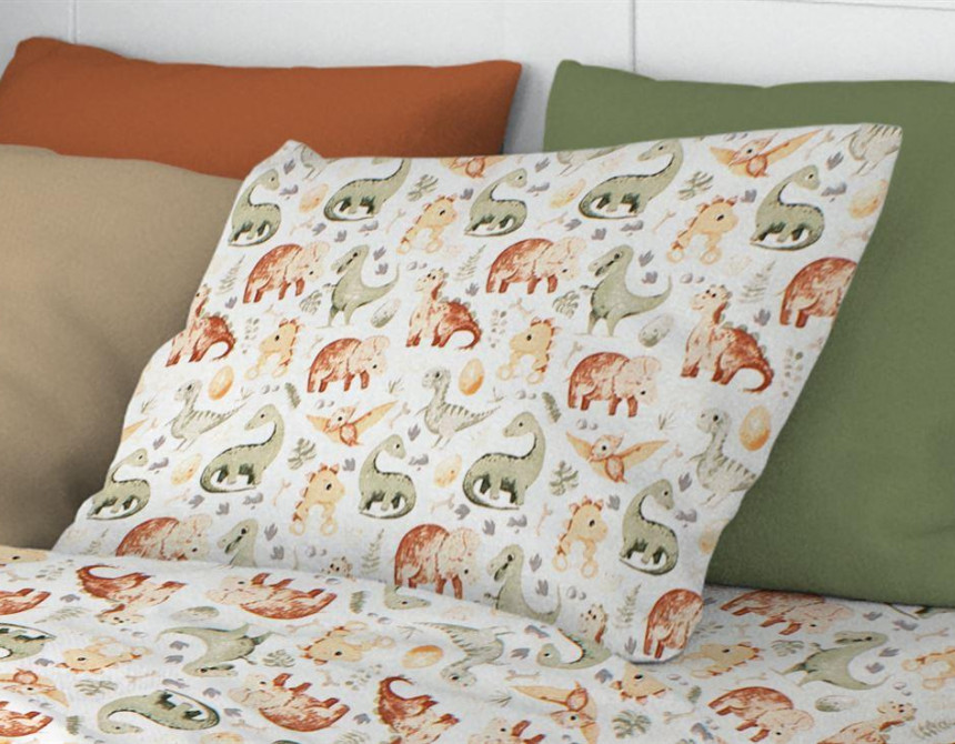 ΜΑΞΙΛΑΡΟΘΗΚΗ ΕΜΠΡΙΜΕ kids Dinosaur 515 50X70 Beige 100% Cotton
