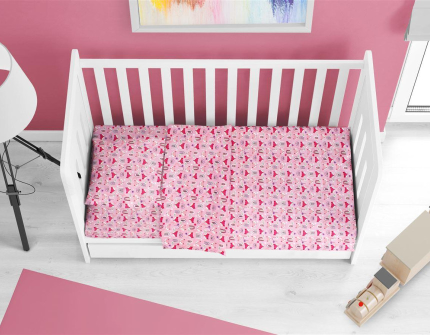 ΣΕΝΤΟΝΙΑ ΕΜΠΡΙΜΕ ΣΕΤ 3 τεμ bebe Fox 525 120X160 Pink 100% Cotton
