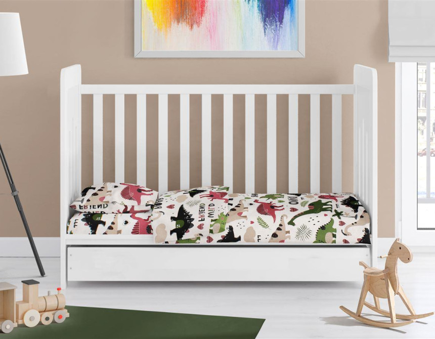 ΚΑΤΩΣΕΝΤΟΝΟ ΜΕ ΛΑΣΤΙΧΟ bebe Dinosaur 518 0,70X1,40X0,15 Multi-Colour 100% Cotton