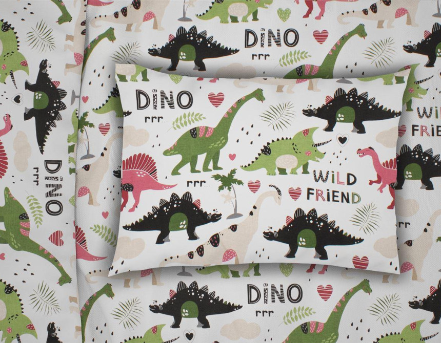 ΜΑΞΙΛΑΡΟΘΗΚΗ ΕΜΠΡΙΜΕ bebe Dinosaur 518 35X45 Multi-Colour 100% Cotton