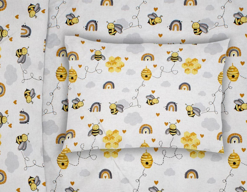 ΜΑΞΙΛΑΡΟΘΗΚΗ ΕΜΠΡΙΜΕ bebe Honey Bee 545 35X45 White-Yellow 100% Cotton