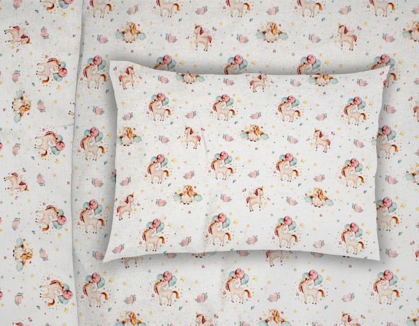 ΜΑΞΙΛΑΡΟΘΗΚΗ ΕΜΠΡΙΜΕ bebe Unicorn 209 35X45 White-Salmon Cotton 100%