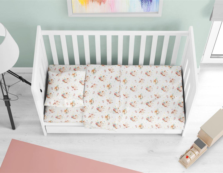 ΠΑΠΛΩΜΑΤΟΘΗΚΗ ΕΜΠΡΙΜΕ bebe Unicorn 209 120X160 White-Salmon Cotton 100%
